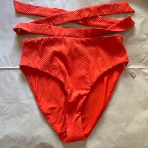 Swim Systems Vibrant Red High-Waisted Bikini Bottom size Large